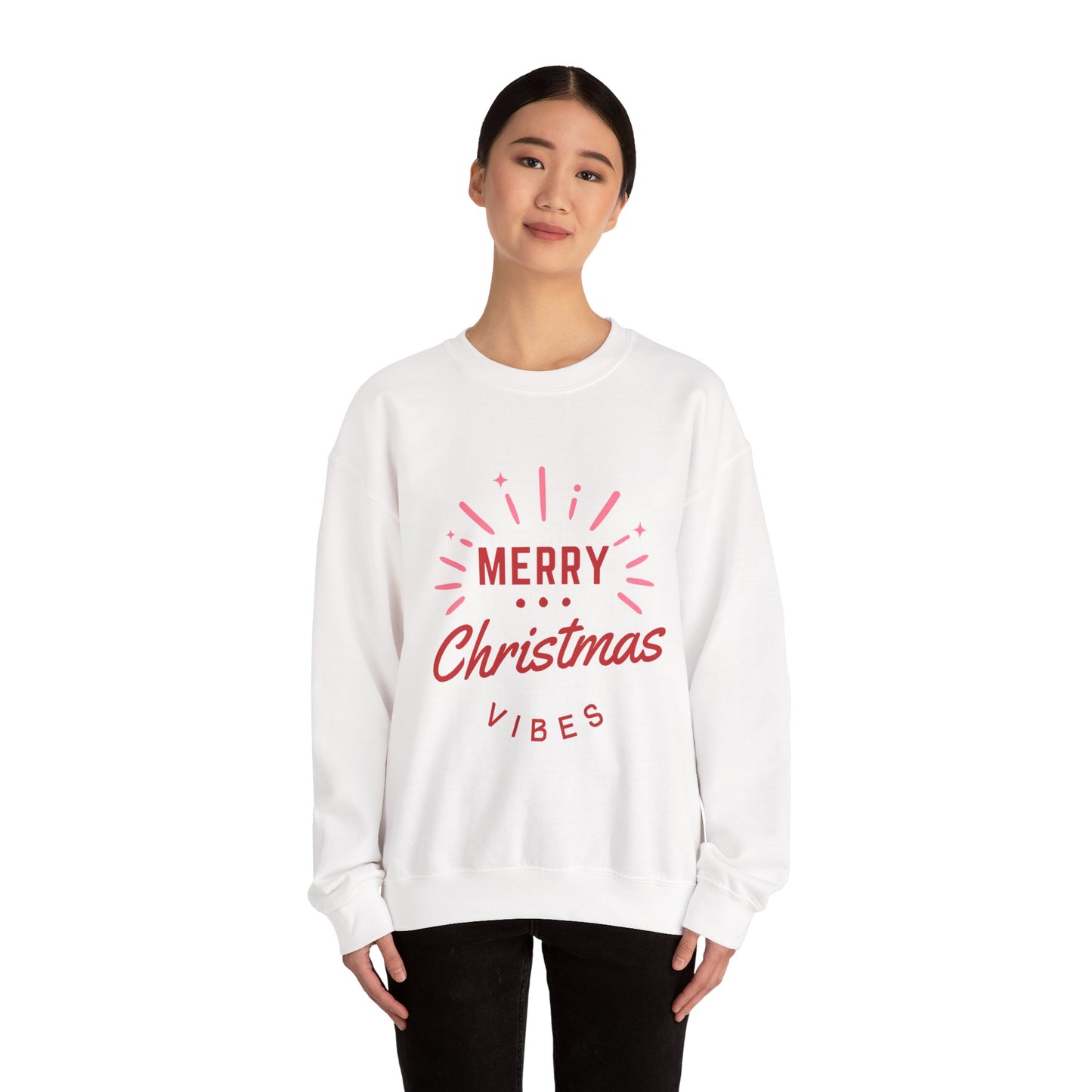 Merry Christmas Vibes Crewneck Sweatshirt | Cozy Holiday Wear, Unisex Winter Apparel, Christmas Gifts, Seasonal Fashion, Festive Sweatshirt