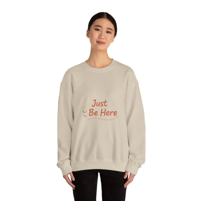 Just Be Here Sweatshirt | authenticity slogan, slow life design