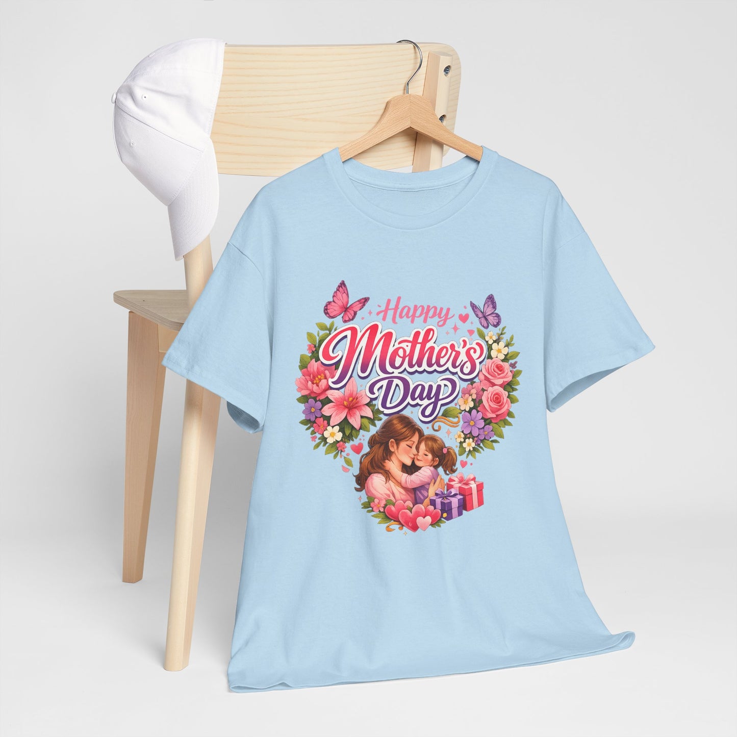 Mother's Day T-Shirt - "Happy Mother's Day" Floral Heart Design