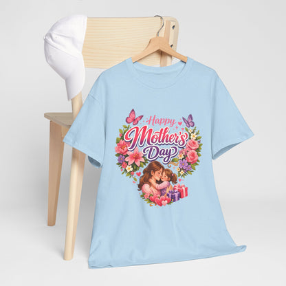 Mother's Day T-Shirt - "Happy Mother's Day" Floral Heart Design