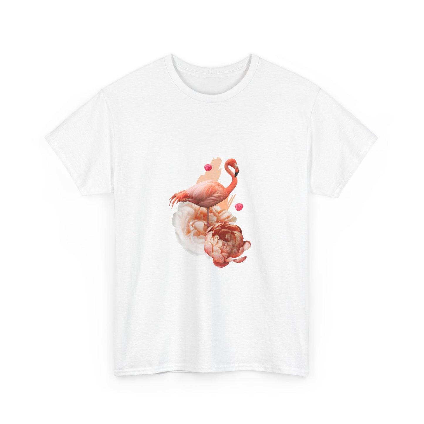 Flamingo & Roses Floral Tee — Romantic Pink Bird Graphic T-Shirt