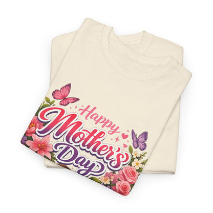 Mother's Day T-Shirt - "Happy Mother's Day" Floral Heart Design