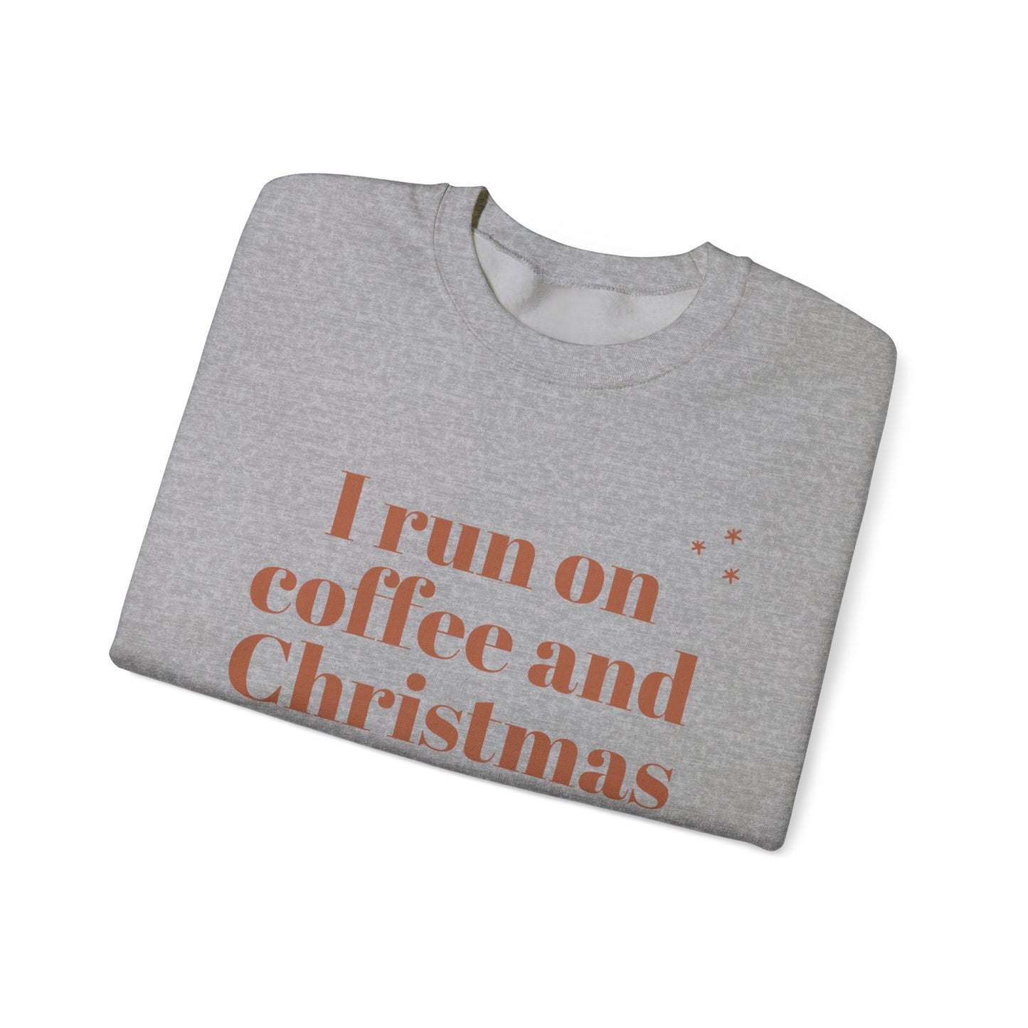 I Run on Coffee and Christmas Cheer Sweatshirt, Holiday Gift, Cozy Crewneck, Unisex Christmas Apparel, Winter Fashion, Warm Layer