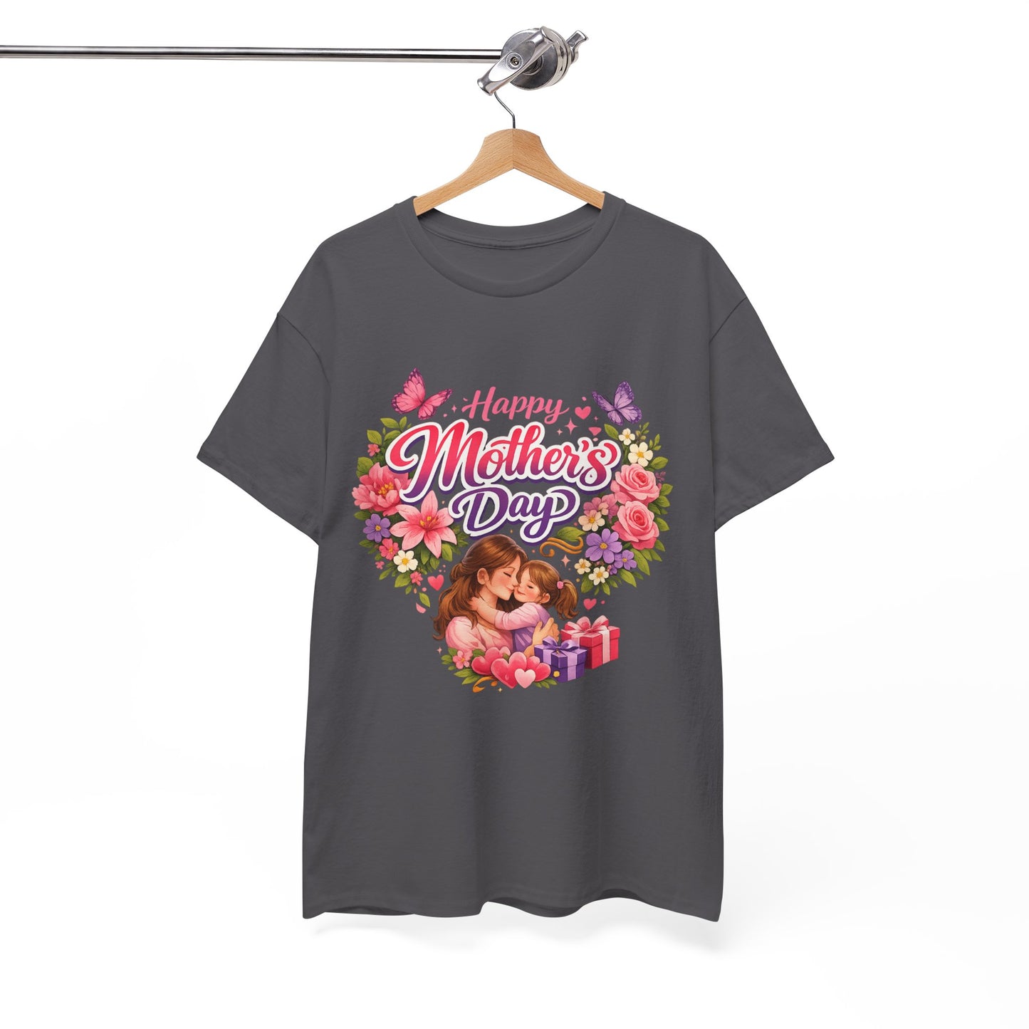 Mother's Day T-Shirt - "Happy Mother's Day" Floral Heart Design