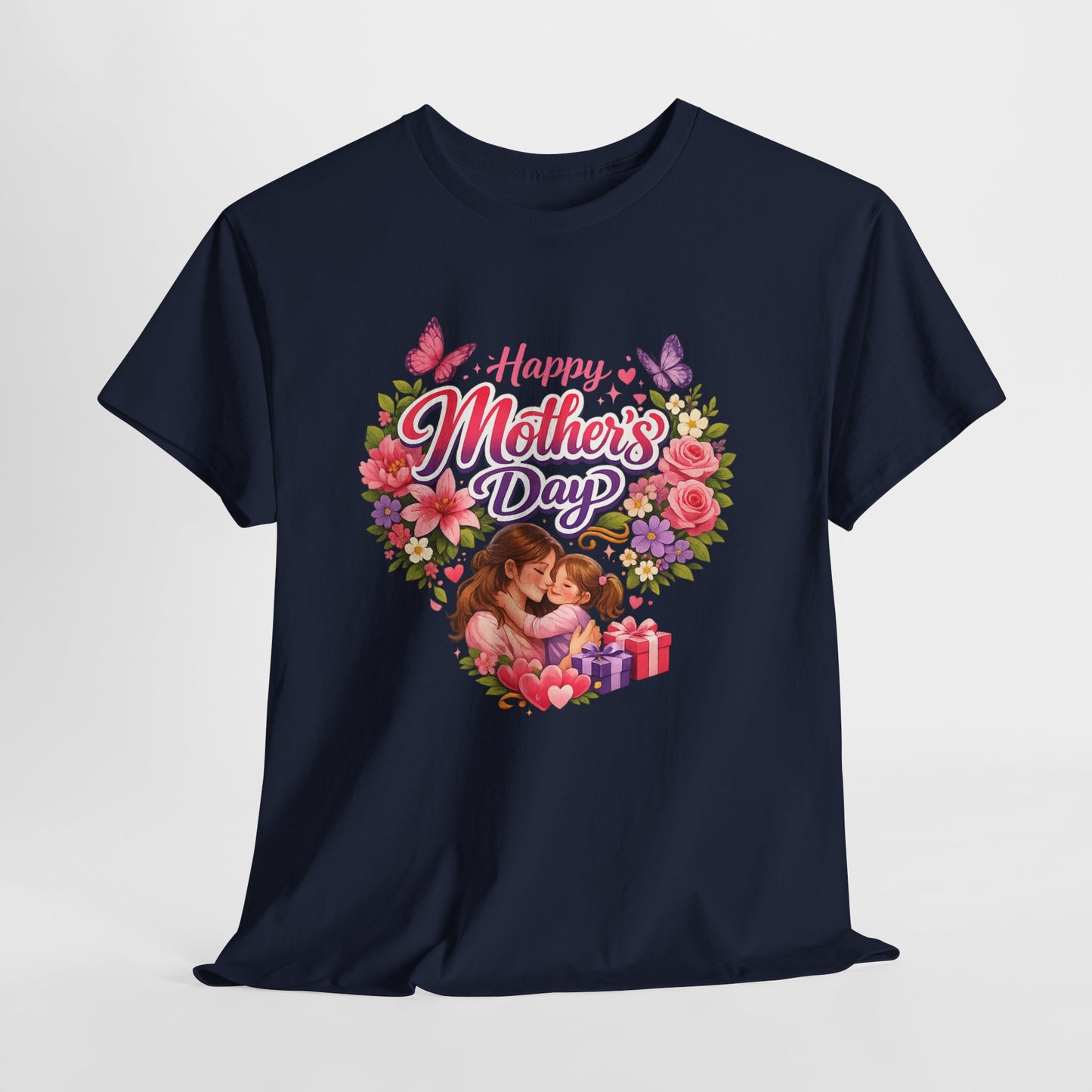 Mother's Day T-Shirt - "Happy Mother's Day" Floral Heart Design