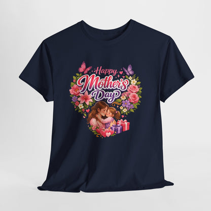 Mother's Day T-Shirt - "Happy Mother's Day" Floral Heart Design