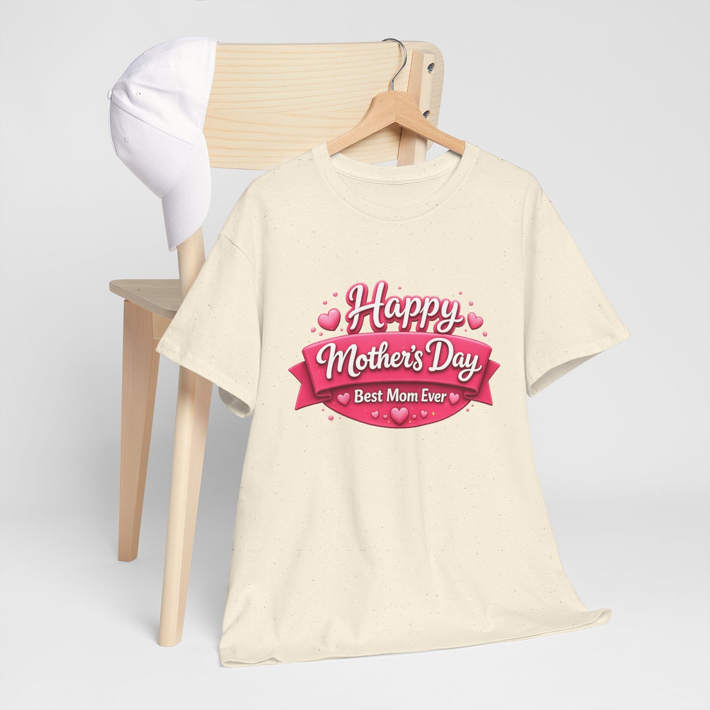 Mother's Day T-Shirt - "Happy Mother's Day Best Mom Ever" Pink Ribbon Design