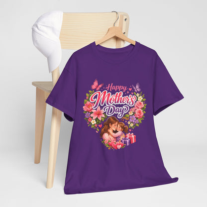 Mother's Day T-Shirt - "Happy Mother's Day" Floral Heart Design