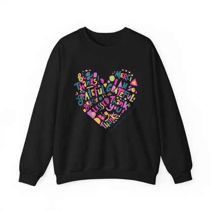Heartfelt Gratitude Crewneck Sweatshirt, Cozy Gift, Unisex Apparel, Thankful Design, Thanksgiving, Casual Comfort, Year-Round Wear