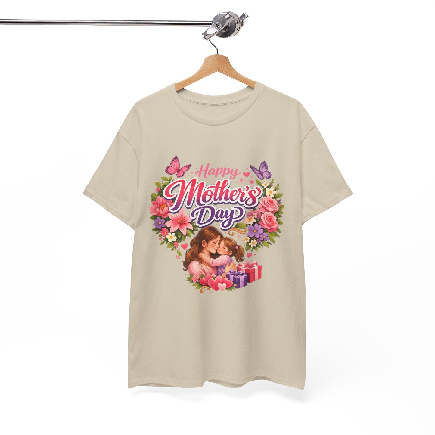 Mother's Day T-Shirt - "Happy Mother's Day" Floral Heart Design