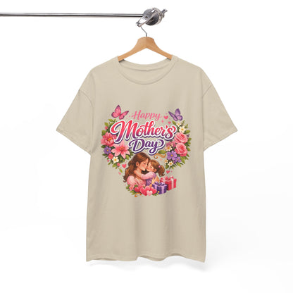 Mother's Day T-Shirt - "Happy Mother's Day" Floral Heart Design