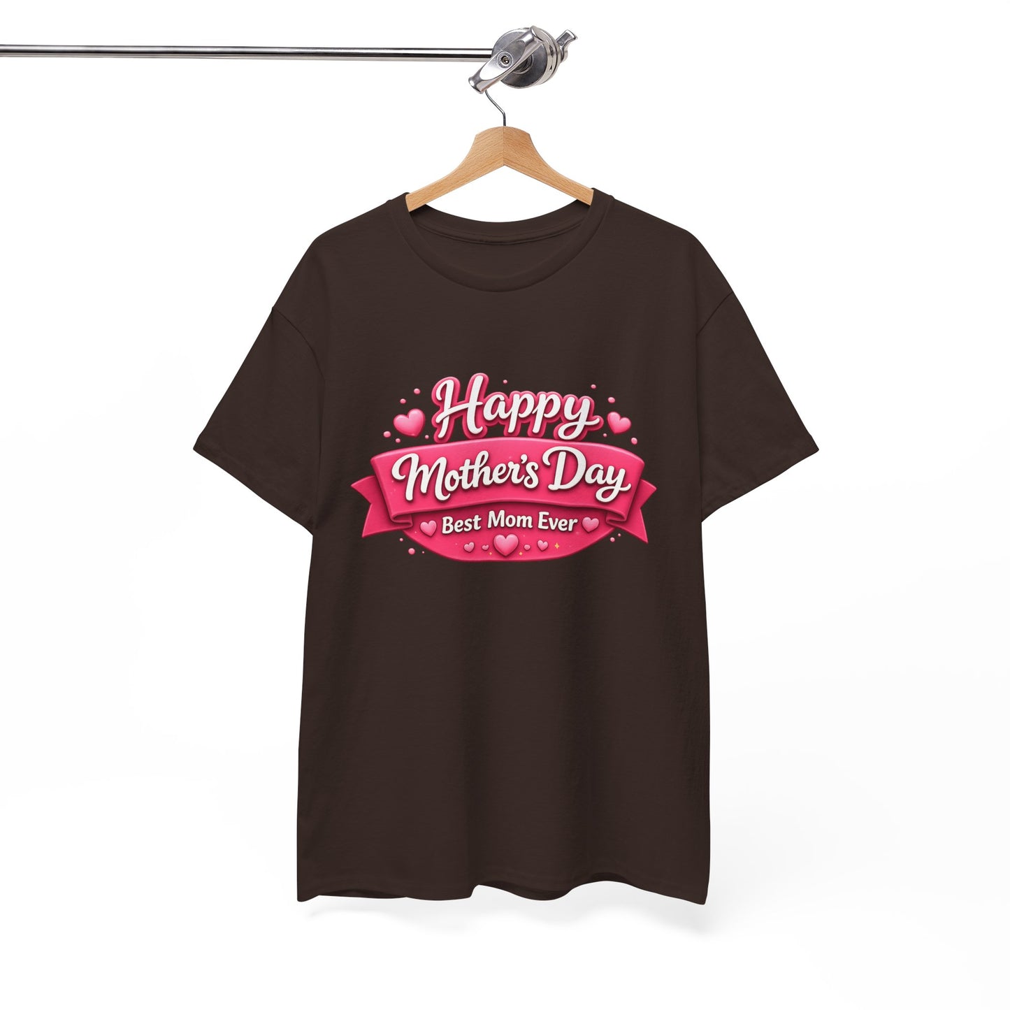 Mother's Day T-Shirt - "Happy Mother's Day Best Mom Ever" Pink Ribbon Design