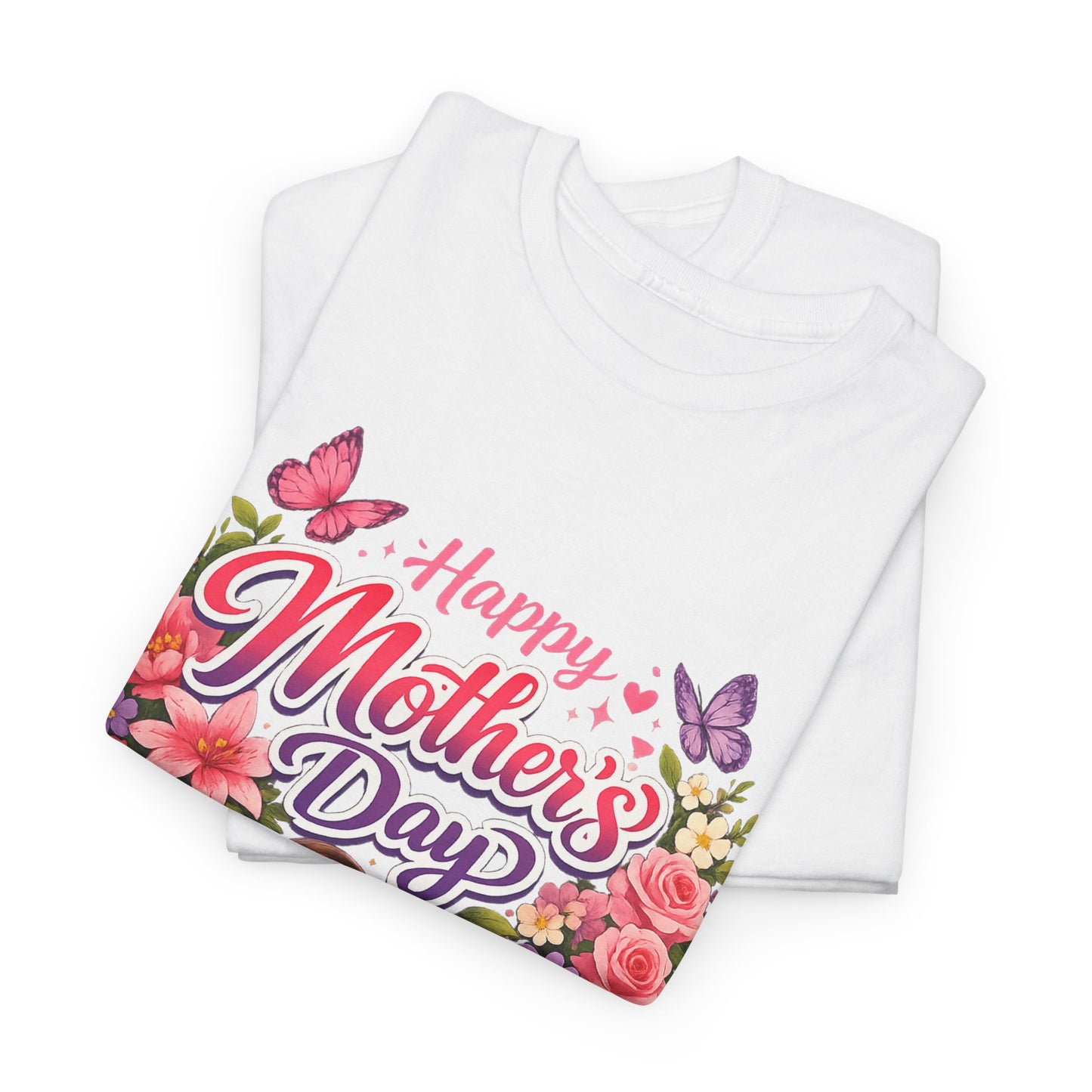 Mother's Day T-Shirt - "Happy Mother's Day" Floral Heart Design