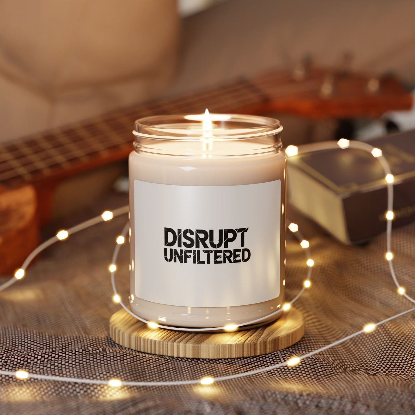 Disrupt Unfiltered Candle, Typographic Brutalism, bold statement soy jar