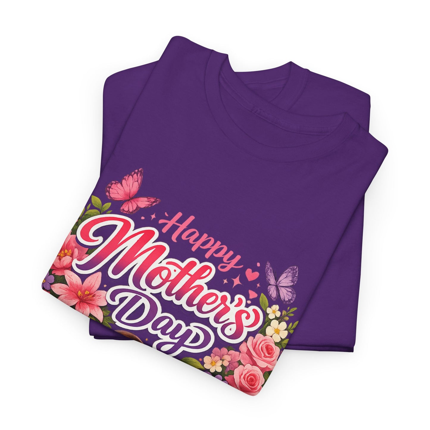 Mother's Day T-Shirt - "Happy Mother's Day" Floral Heart Design