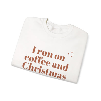 I Run on Coffee and Christmas Cheer Sweatshirt, Holiday Gift, Cozy Crewneck, Unisex Christmas Apparel, Winter Fashion, Warm Layer