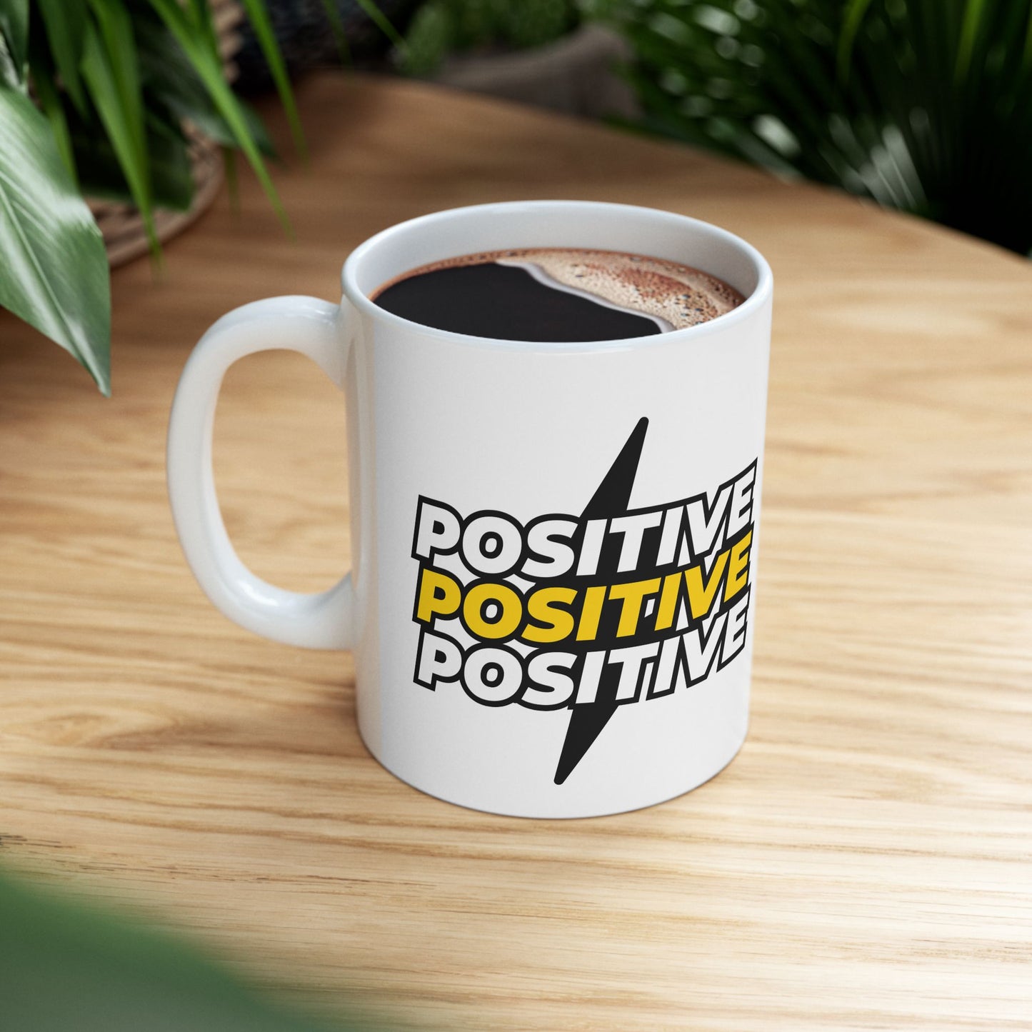 Positive Vibe Ceramic Mug, Motivational Coffee Cup, Gift for Friends, Inspirational Tea Mug, Cheerful Desk Decor, 11oz, 15oz