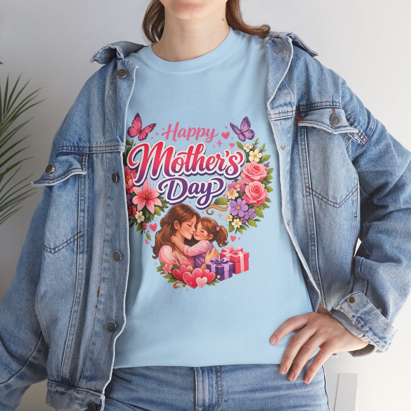Mother's Day T-Shirt - "Happy Mother's Day" Floral Heart Design