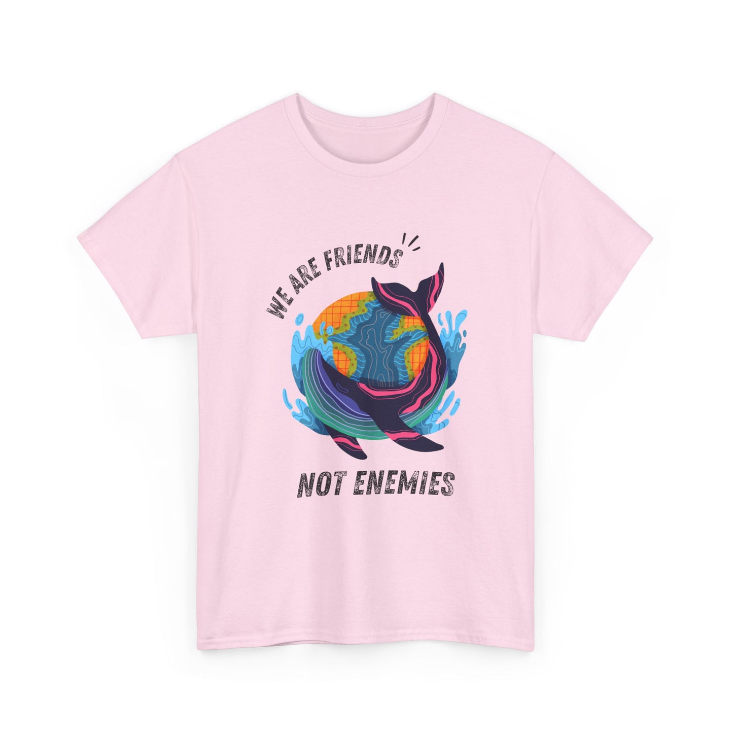 Earth-Friendly Unisex Heavy Cotton Tee - 'We Are Friends Not Enemies', Eco Apparel, Sustainable Fashion, Gift for Nature Lovers, Earth [...]
