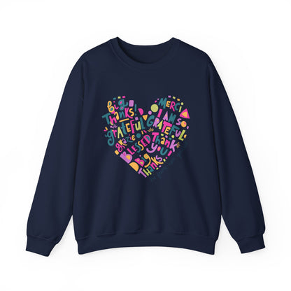 Heartfelt Gratitude Crewneck Sweatshirt, Cozy Gift, Unisex Apparel, Thankful Design, Thanksgiving, Casual Comfort, Year-Round Wear