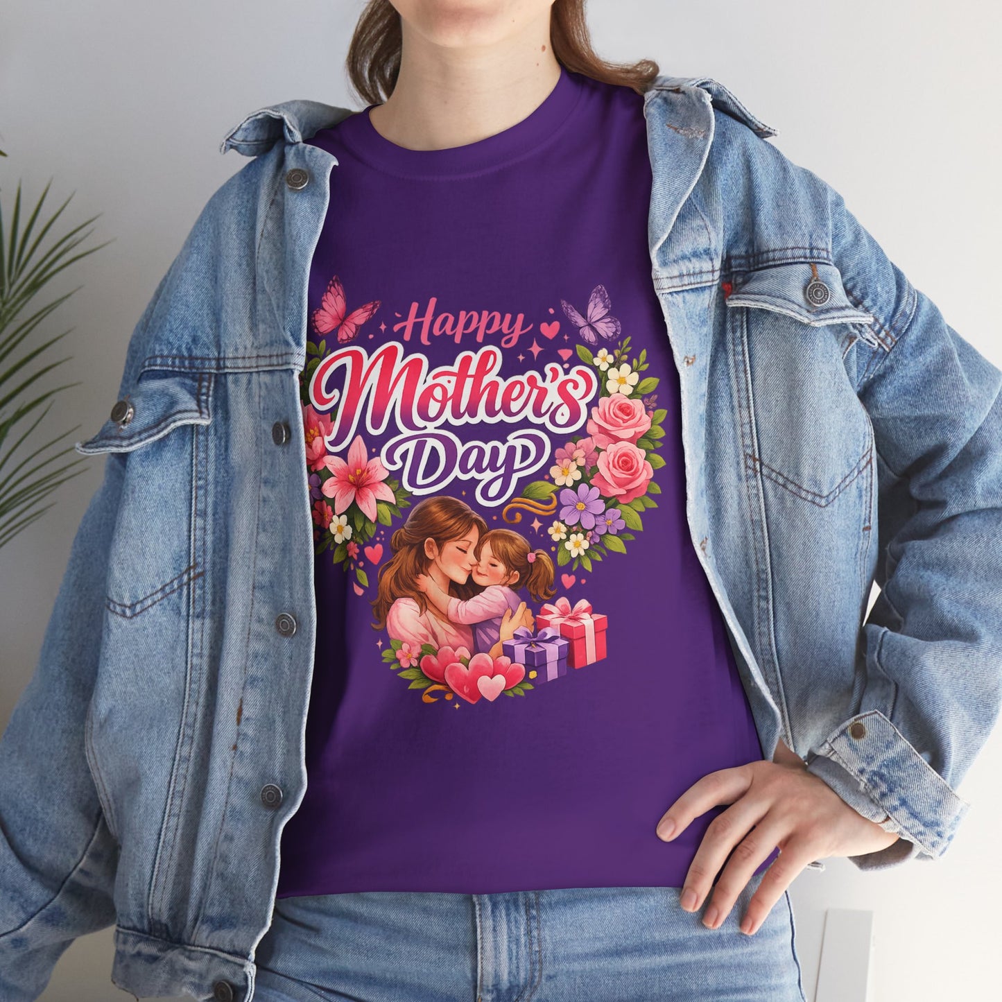 Mother's Day T-Shirt - "Happy Mother's Day" Floral Heart Design