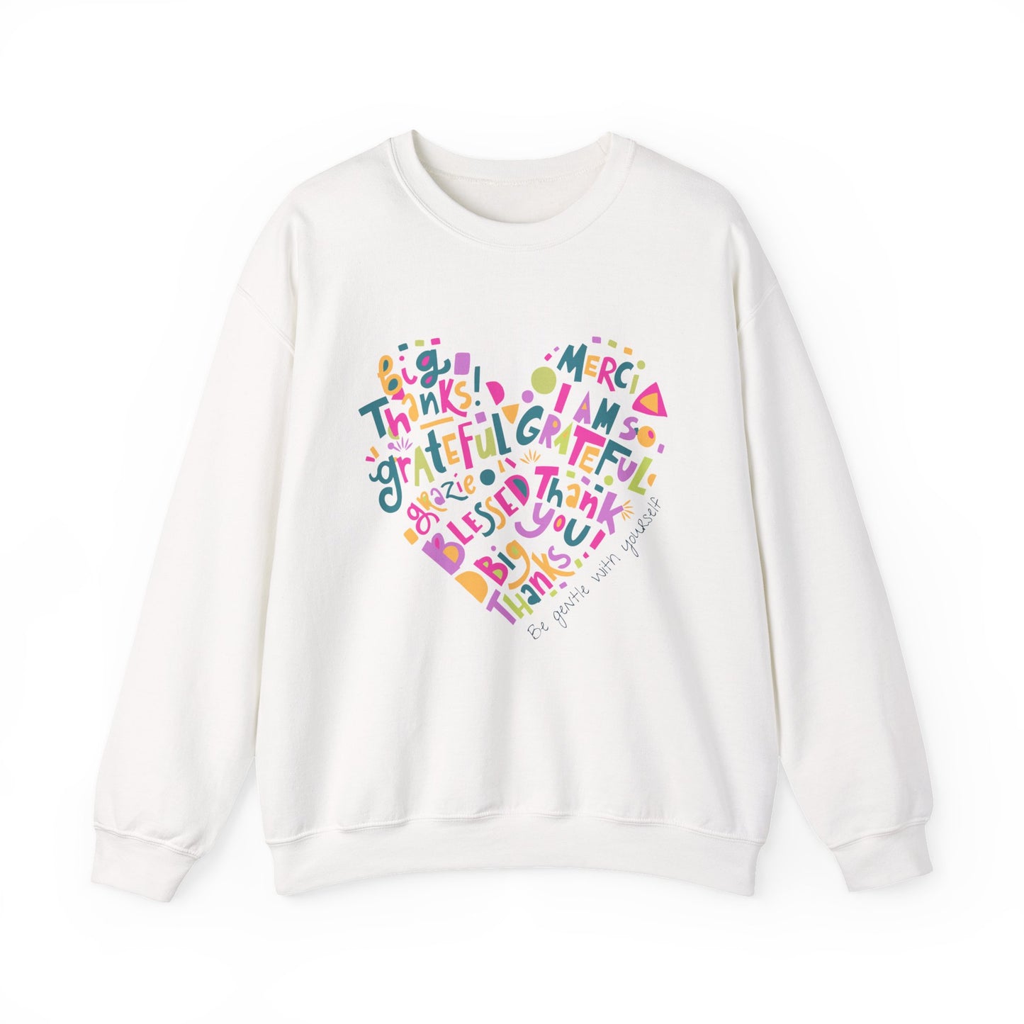 Heartfelt Gratitude Crewneck Sweatshirt, Cozy Gift, Unisex Apparel, Thankful Design, Thanksgiving, Casual Comfort, Year-Round Wear