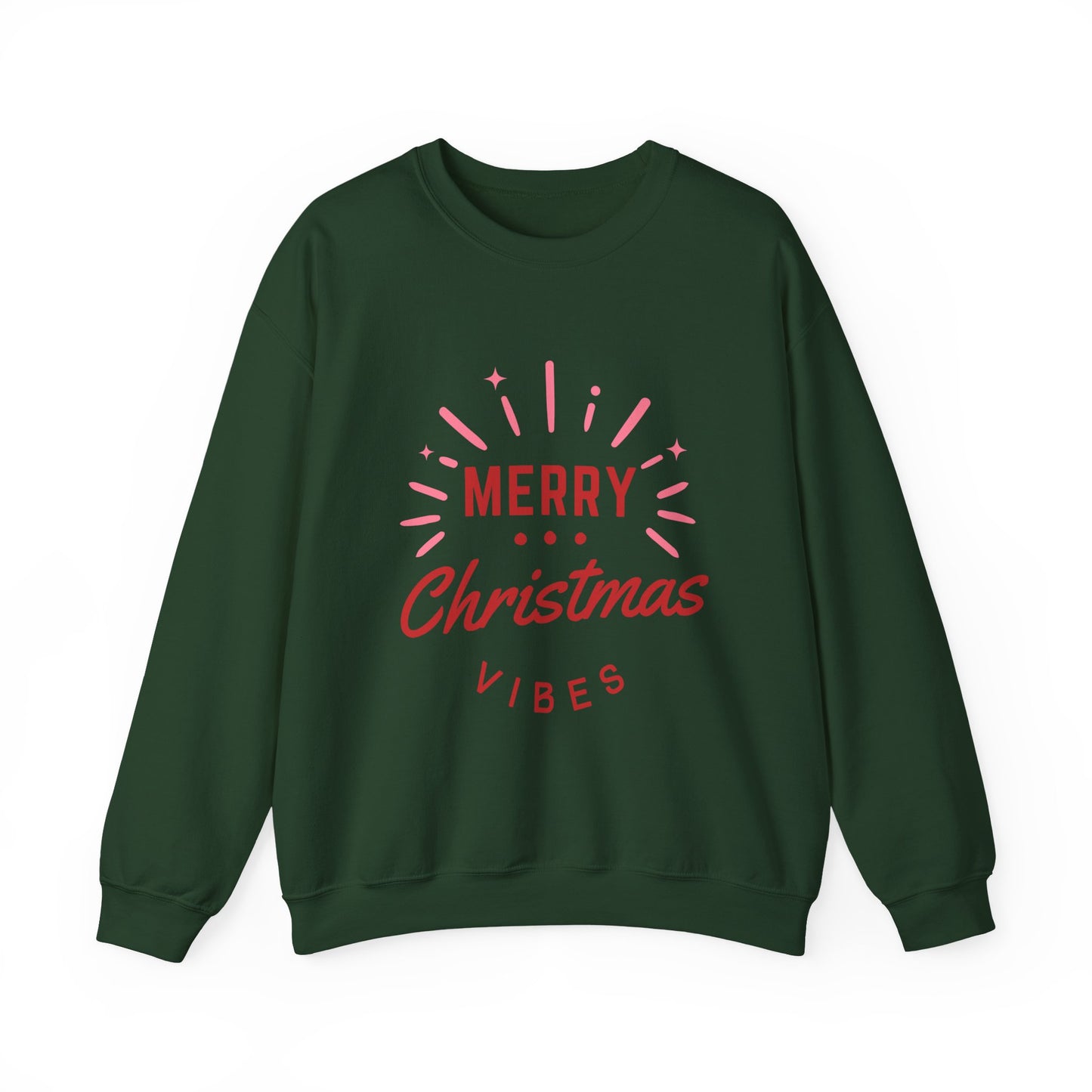 Merry Christmas Vibes Crewneck Sweatshirt | Cozy Holiday Wear, Unisex Winter Apparel, Christmas Gifts, Seasonal Fashion, Festive Sweatshirt
