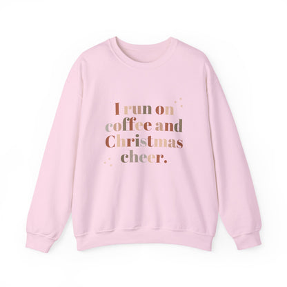 I Run on Coffee and Christmas Cheer Sweatshirt, Holiday Gift, Cozy Crewneck, Unisex Christmas Apparel, Winter Fashion, Warm Layer