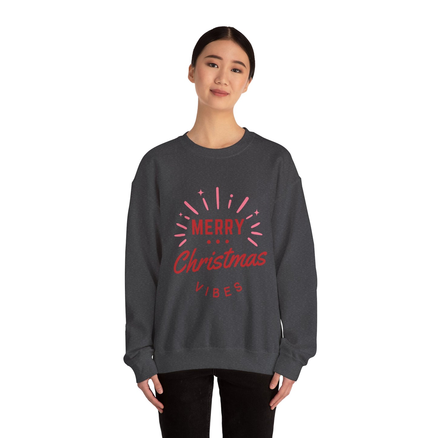 Merry Christmas Vibes Crewneck Sweatshirt | Cozy Holiday Wear, Unisex Winter Apparel, Christmas Gifts, Seasonal Fashion, Festive Sweatshirt