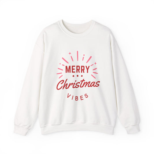 Merry Christmas Vibes Crewneck Sweatshirt | Cozy Holiday Wear, Unisex Winter Apparel, Christmas Gifts, Seasonal Fashion, Festive Sweatshirt