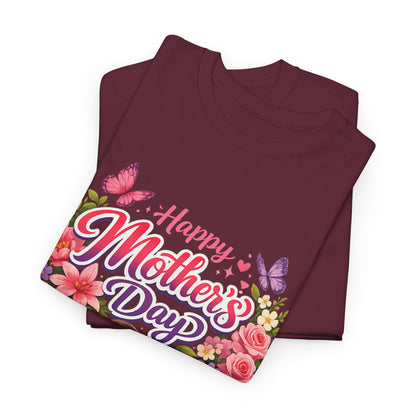 Mother's Day T-Shirt - "Happy Mother's Day" Floral Heart Design
