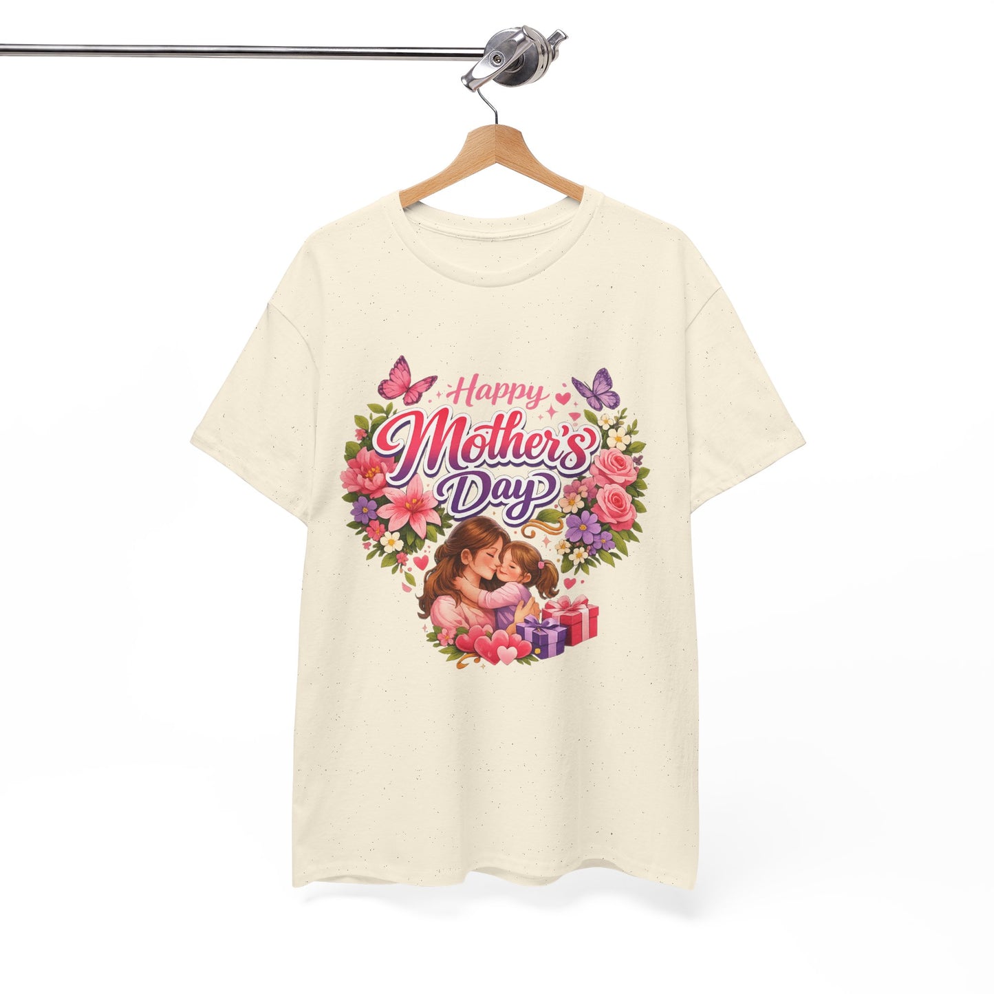 Mother's Day T-Shirt - "Happy Mother's Day" Floral Heart Design