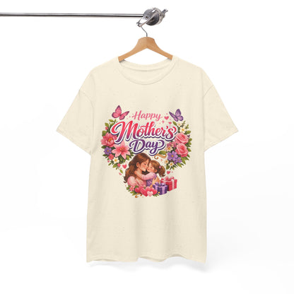 Mother's Day T-Shirt - "Happy Mother's Day" Floral Heart Design