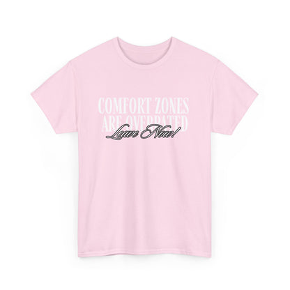 Comfort Zone Overrated Unisex Tee, Graphic Tee, Funny Shirt, Gift for Introvert, Leave Now Shirt, Minimalist Tee