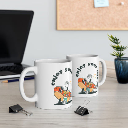 Enjoy Life Ceramic Mug | Whimsical Coffee Cup | Fun Gift for Friends | Motivational Drinkware | Cute Home Decor