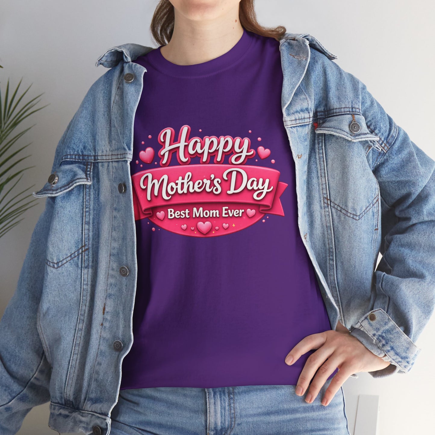 Mother's Day T-Shirt - "Happy Mother's Day Best Mom Ever" Pink Ribbon Design