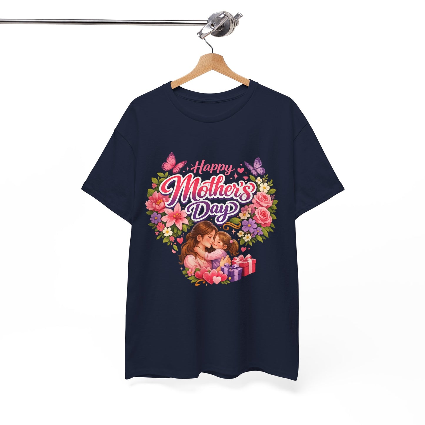 Mother's Day T-Shirt - "Happy Mother's Day" Floral Heart Design