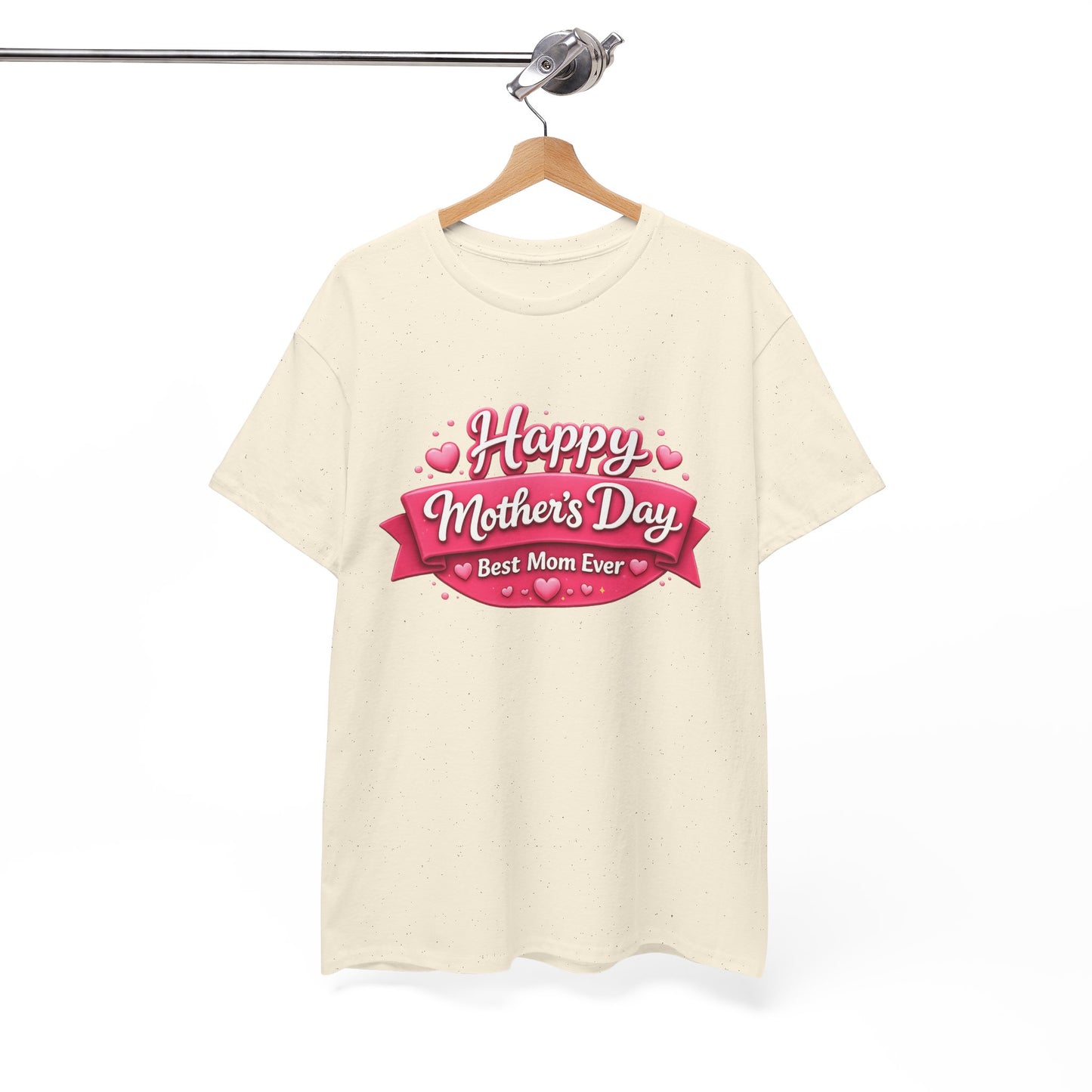 Mother's Day T-Shirt - "Happy Mother's Day Best Mom Ever" Pink Ribbon Design
