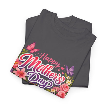 Mother's Day T-Shirt - "Happy Mother's Day" Floral Heart Design