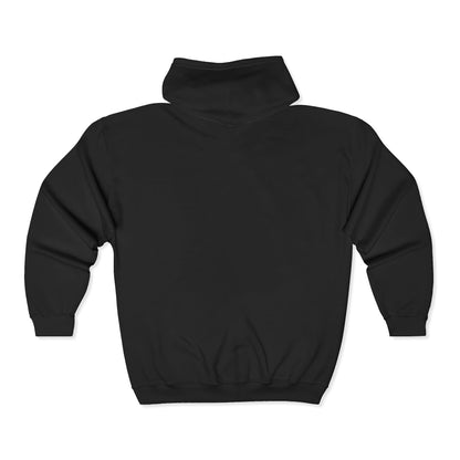 Black Full-Zip Hoodie with Small Chest Logo — Minimal Streetwear Zip-Up