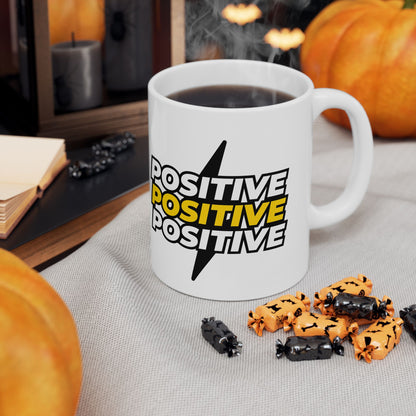 Positive Vibe Ceramic Mug, Motivational Coffee Cup, Gift for Friends, Inspirational Tea Mug, Cheerful Desk Decor, 11oz, 15oz