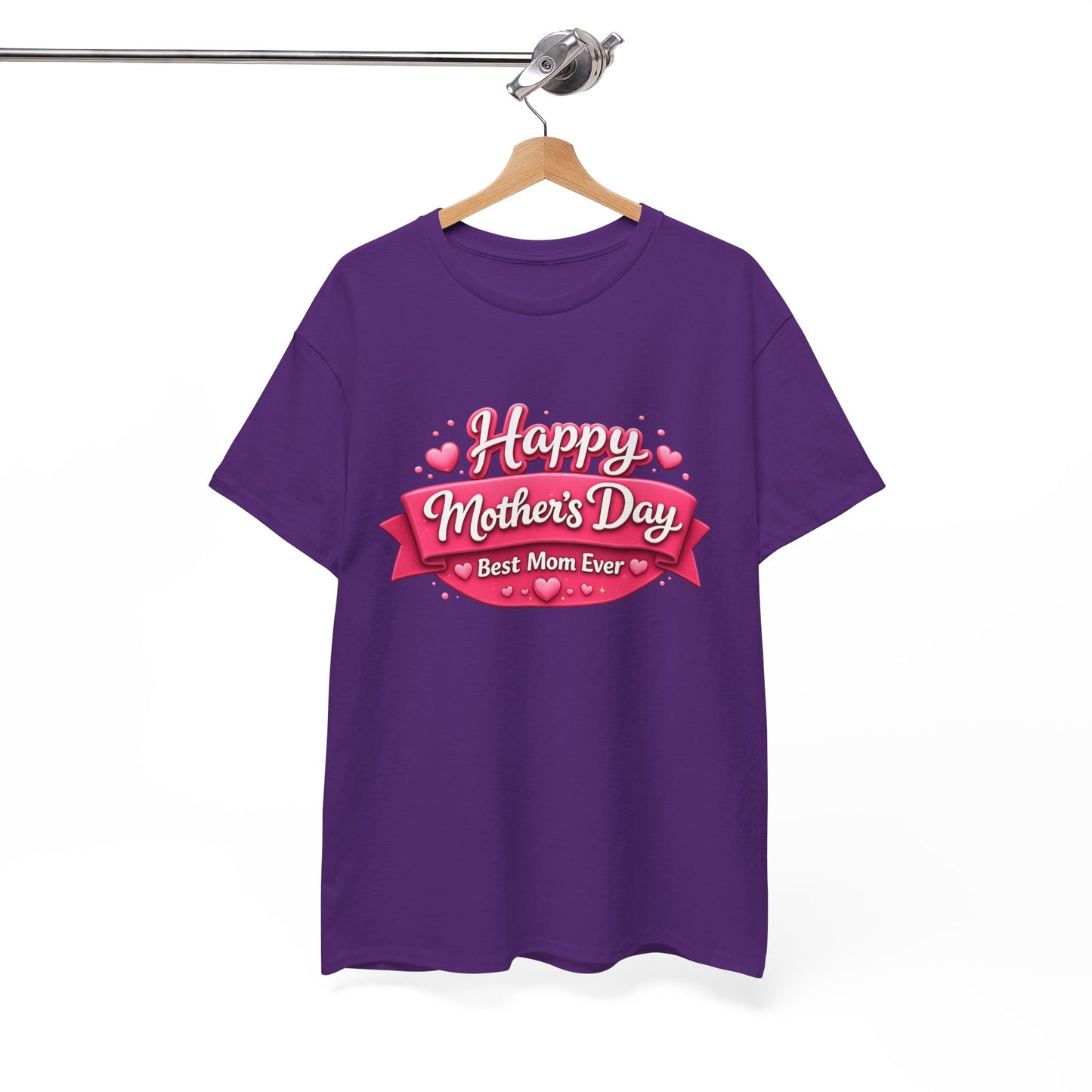 Mother's Day T-Shirt - "Happy Mother's Day Best Mom Ever" Pink Ribbon Design