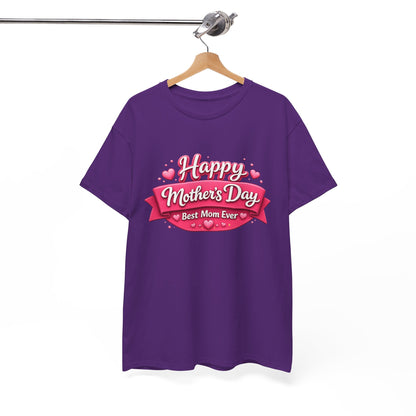 Mother's Day T-Shirt - "Happy Mother's Day Best Mom Ever" Pink Ribbon Design