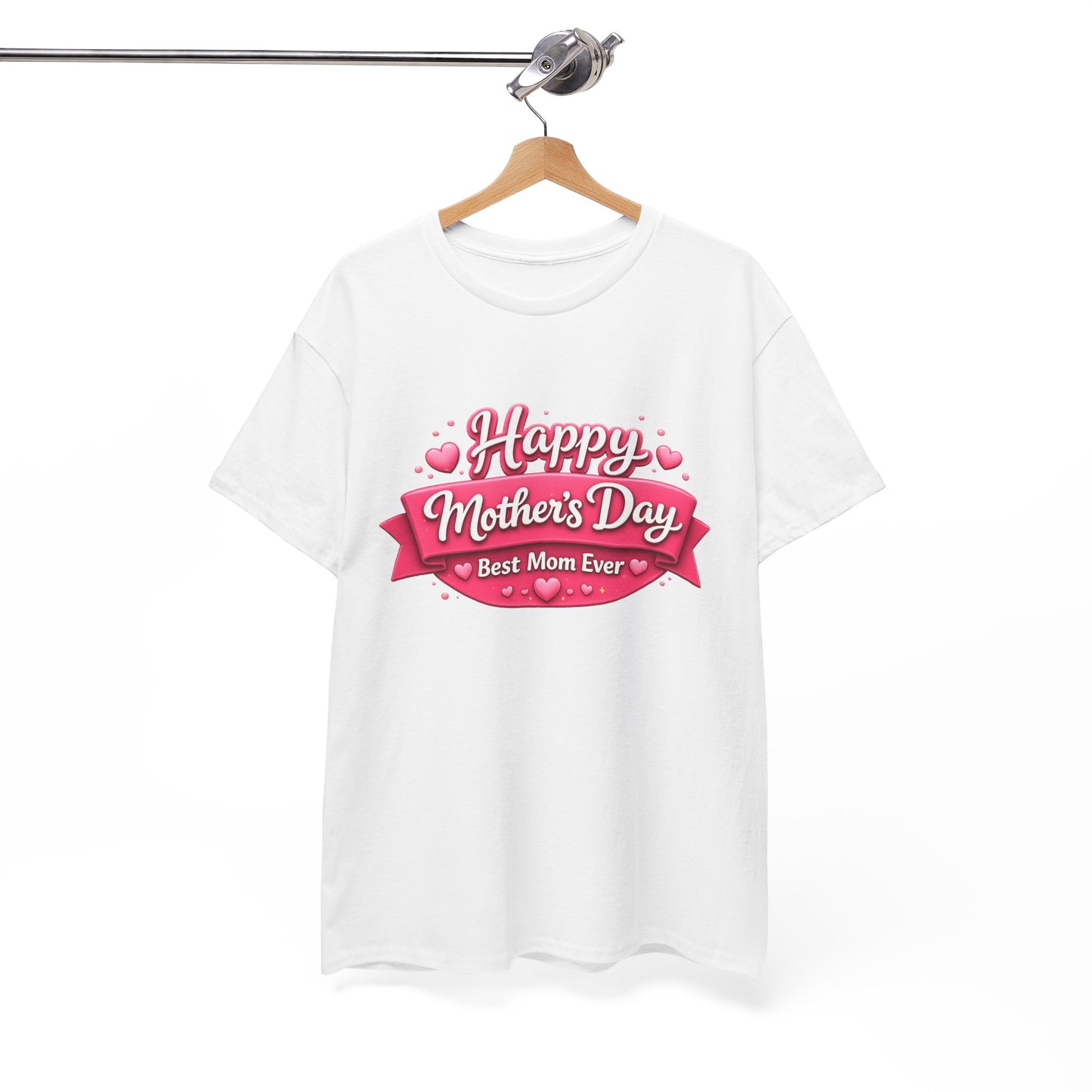 Mother's Day T-Shirt - "Happy Mother's Day Best Mom Ever" Pink Ribbon Design