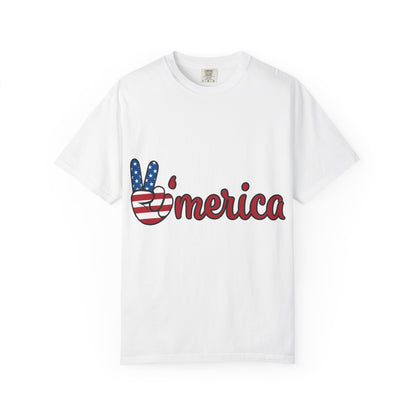 'Merica Peace Sign T-Shirt — Patriotic Fourth of July USA Tee