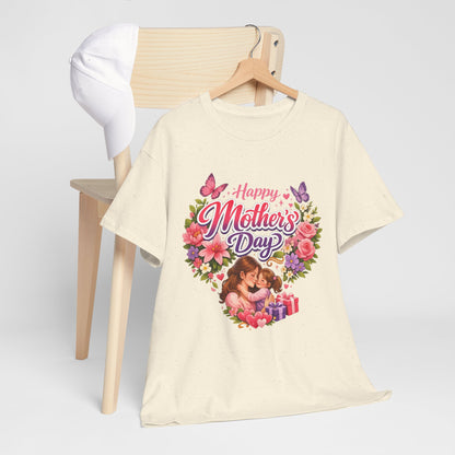 Mother's Day T-Shirt - "Happy Mother's Day" Floral Heart Design