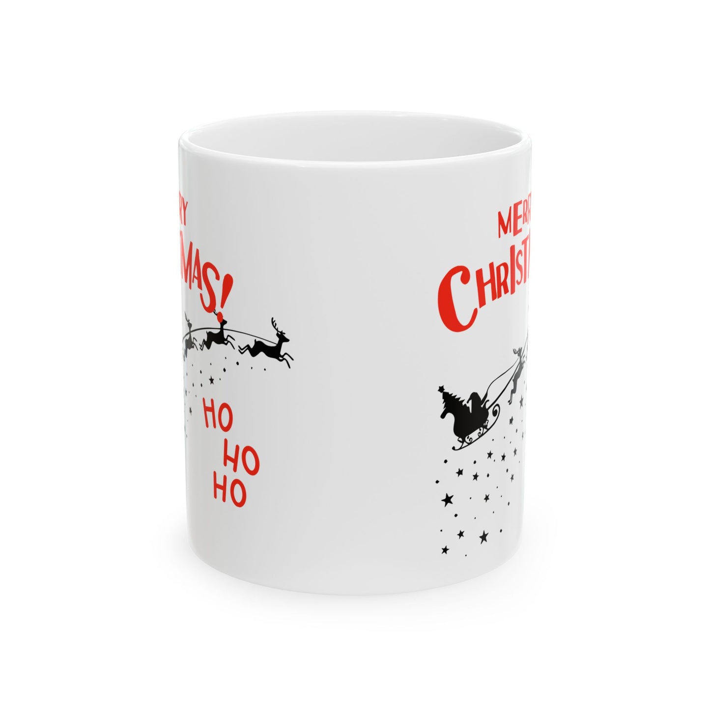 Festive Christmas Mug - Santa Sleigh Design, Holiday Gift, Cute Coffee Cup, Merry Christmas Present, Winter Celebration Drinkware