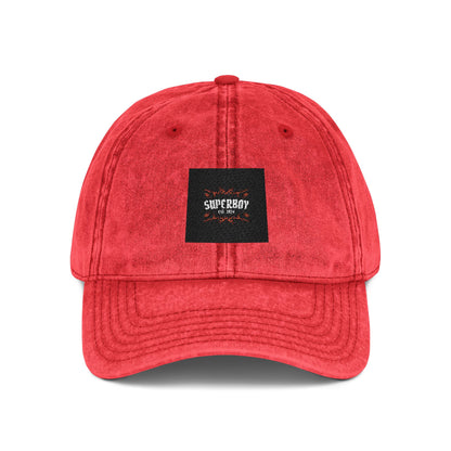 Vintage Embroidered Baseball Cap - Distressed Red with 'SUPREME' Logo Patch