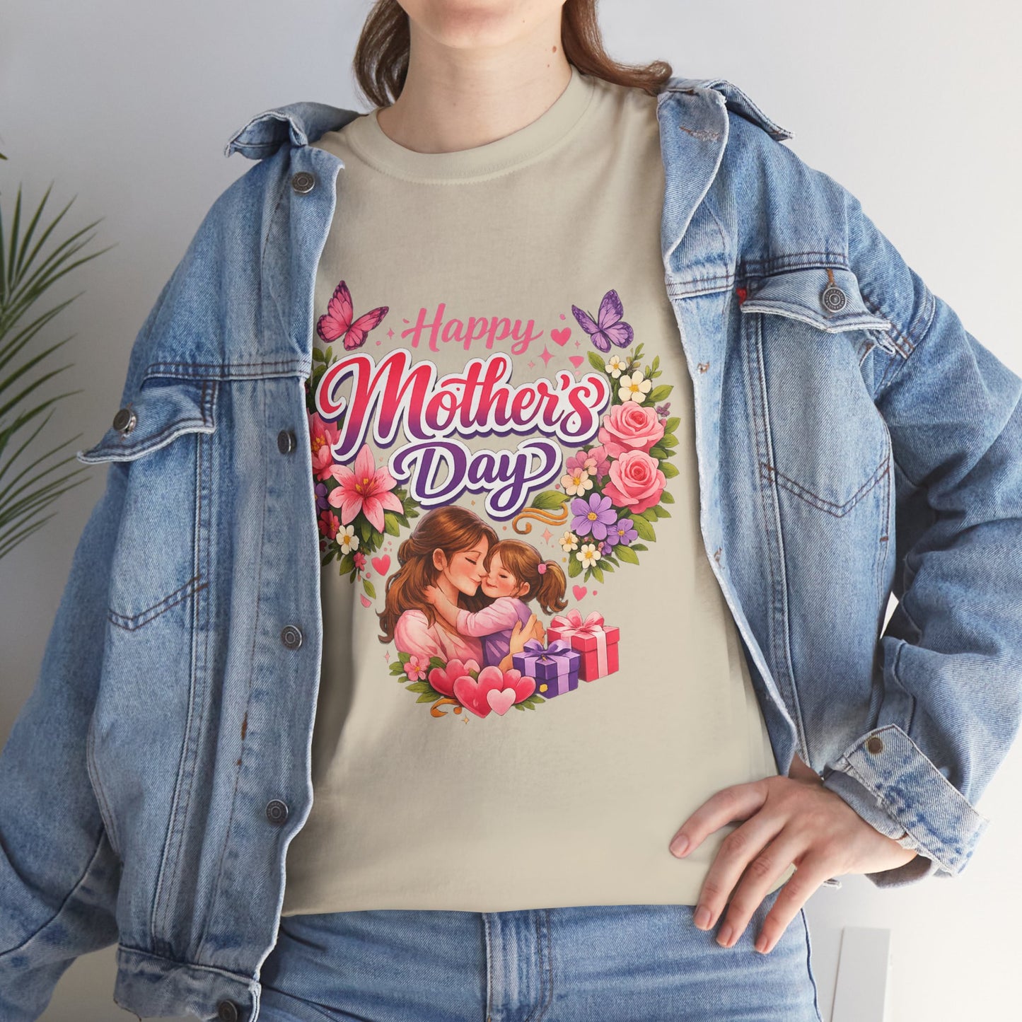 Mother's Day T-Shirt - "Happy Mother's Day" Floral Heart Design