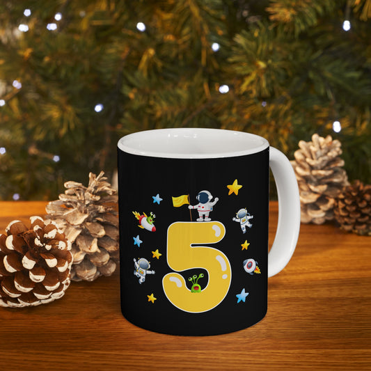 Astronaut Adventure Ceramic Mug, Space Lovers Gift, Kids' Birthday Party Favors, Unique Gifts for Astronaut Fans, Cosmic Coffee Cup